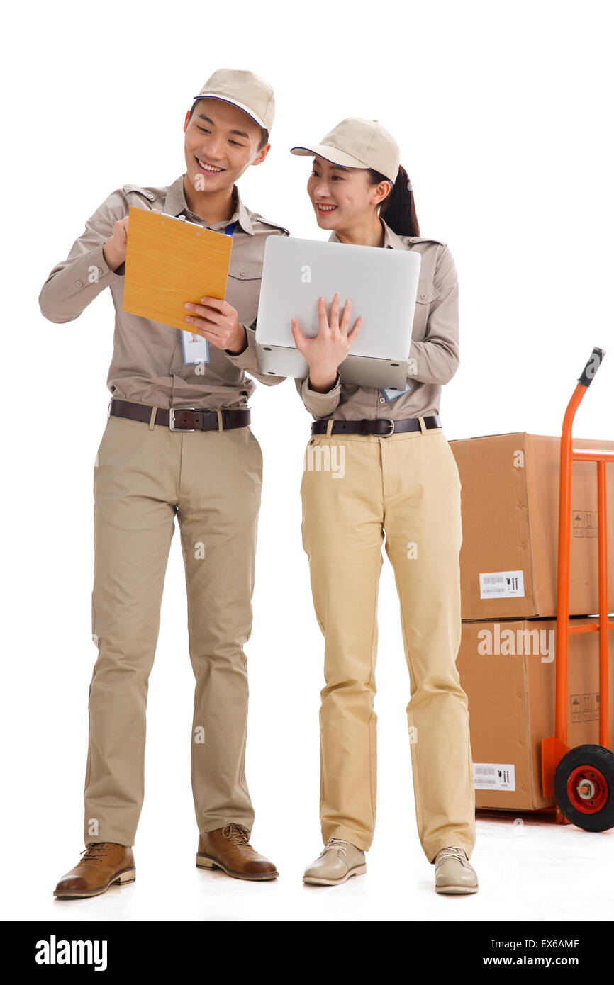 Portrait of young man and young woman Stock Photo - Alamy