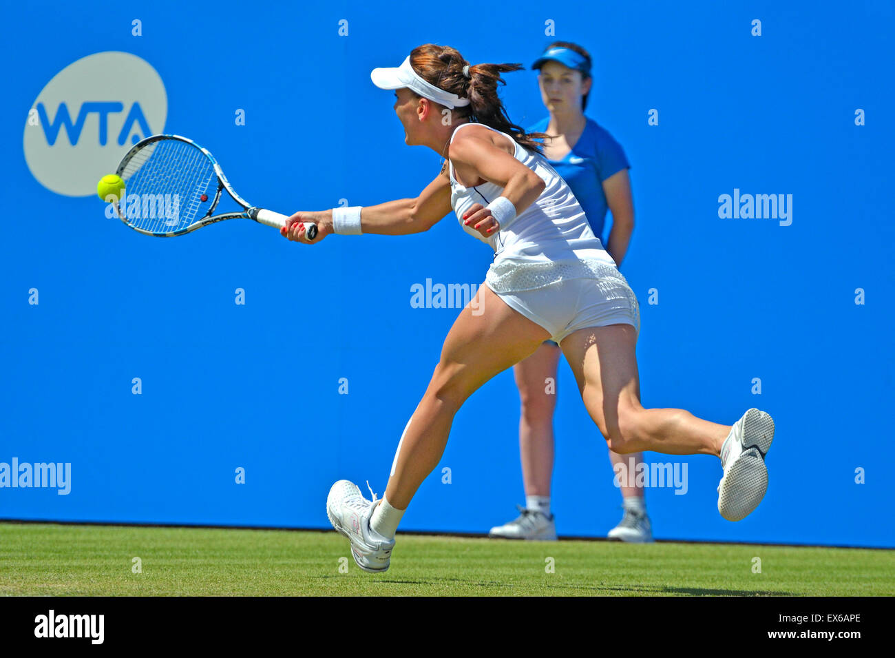 Agnieszka Radwanska (Poland) during her defeat in the final at the Aegon International, Eastbourne, 24 June 2015 Stock Photo