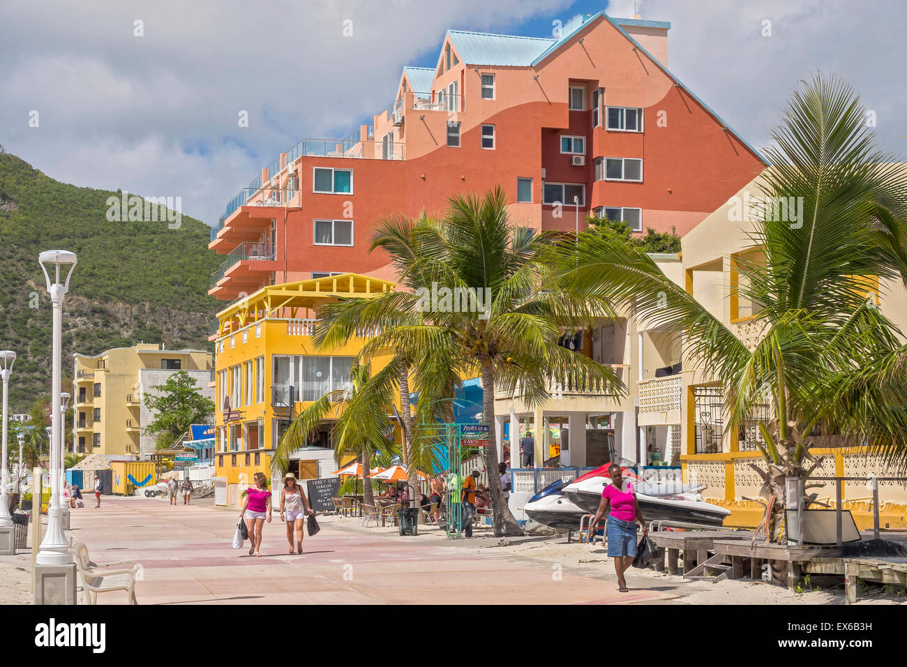Colourful Street Philipsburg Saint Martin West Indies Stock Photo
