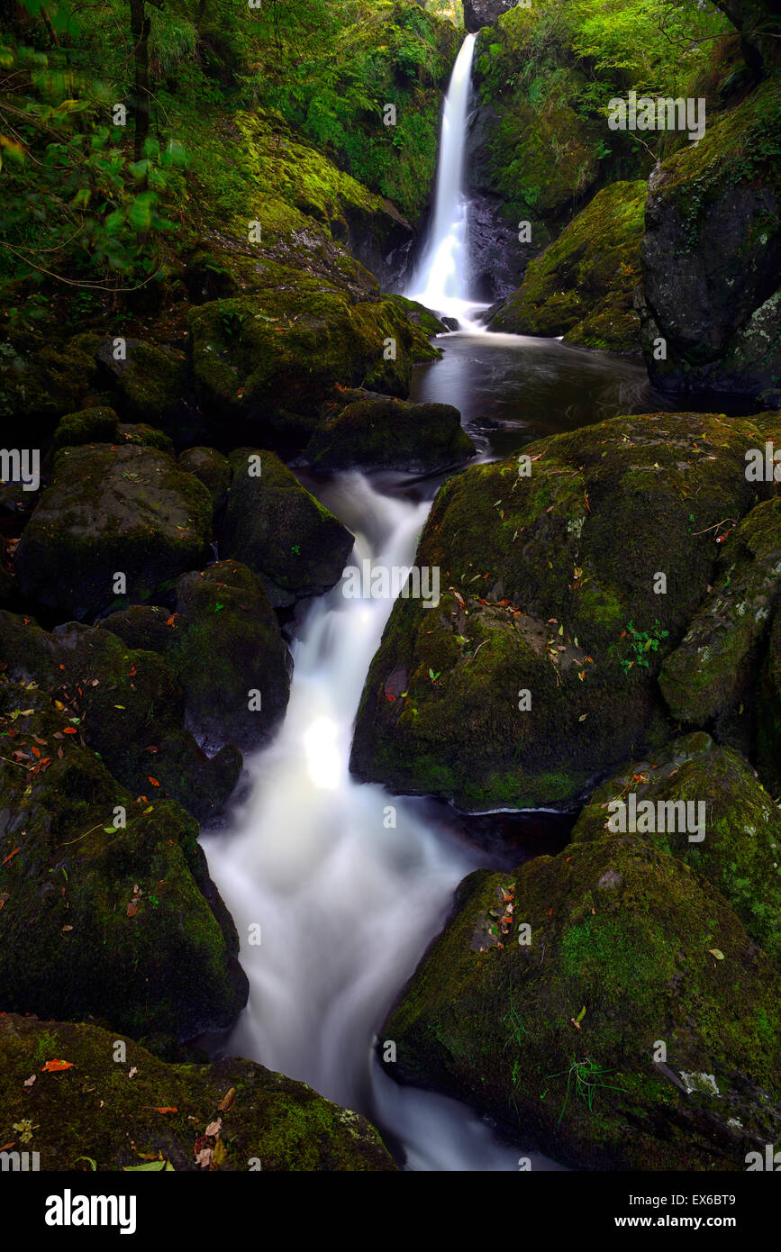 The Devils Punchbowl waterfall river vartry Devils Glen County Wicklow RM Ireland Stock Photo