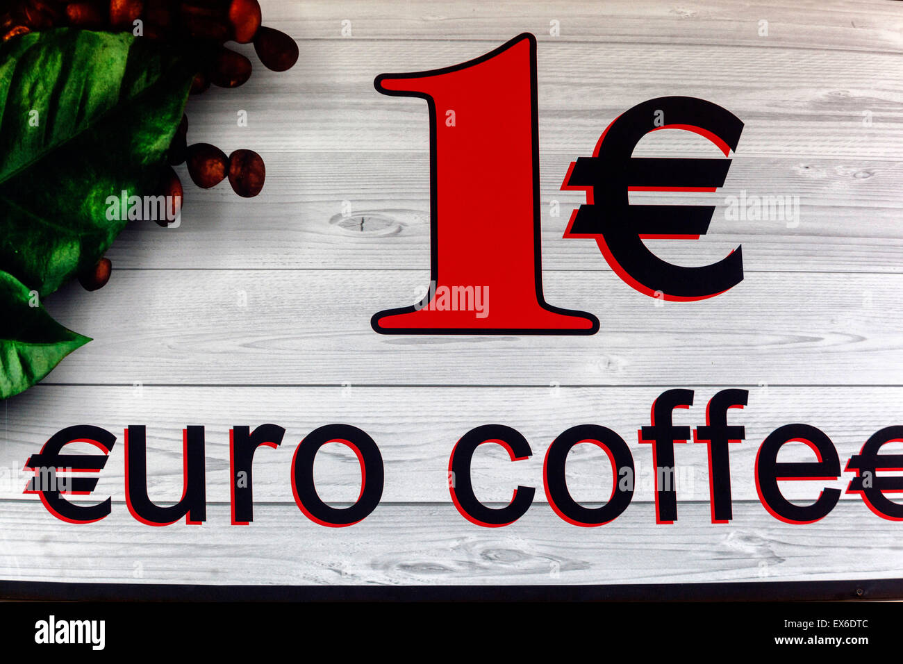 Coffee for one euro, sign ad advert Stock Photo - Alamy