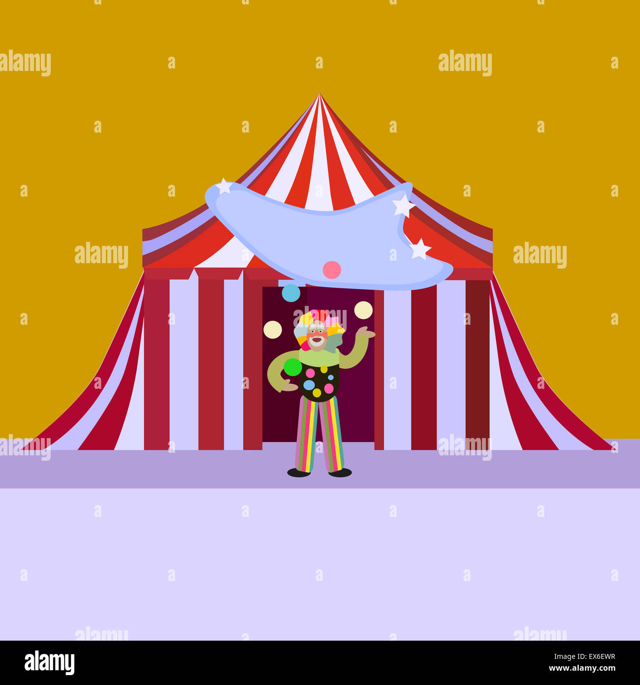 Illustration of funny clown boy juggling with colorful balls in a ...