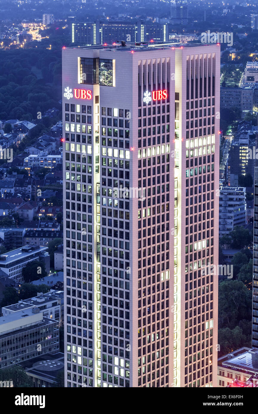 The Ubs Bank Skyscraper In The City Of Frankfurt Main Germany