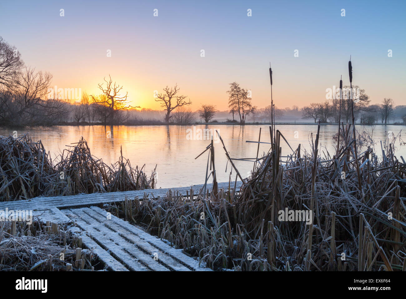 Booths Mere, Knutsford frosty dawn Stock Photo