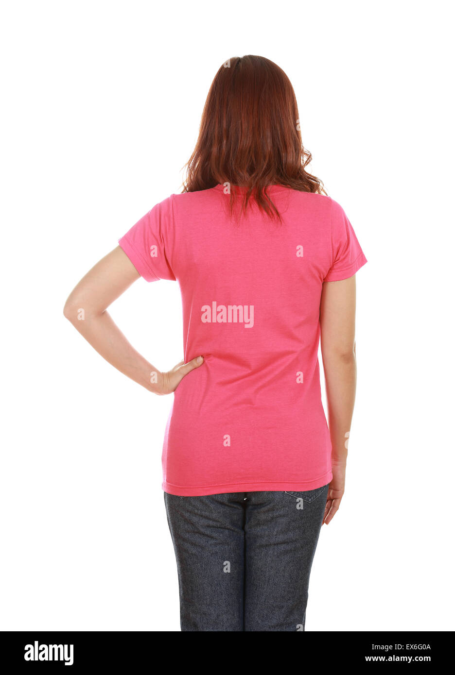 Female blank pink t shirt back hi-res stock photography and images