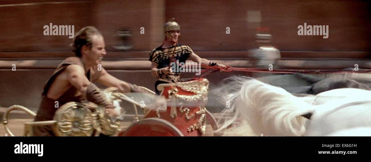 Ben-Hur (1959 film), an MGM sound film starring Charlton Heston (seen here in the famous chariot race, that won 11 Academy Awards Stock Photo