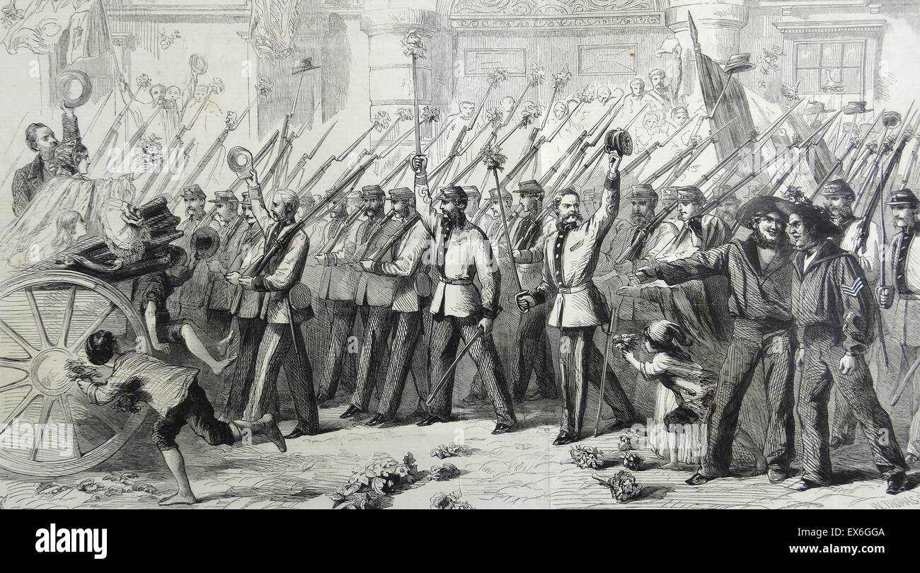 British volunteers fighting with Garibaldi in Italy during the struggle for Italian unification 1860 Stock Photo