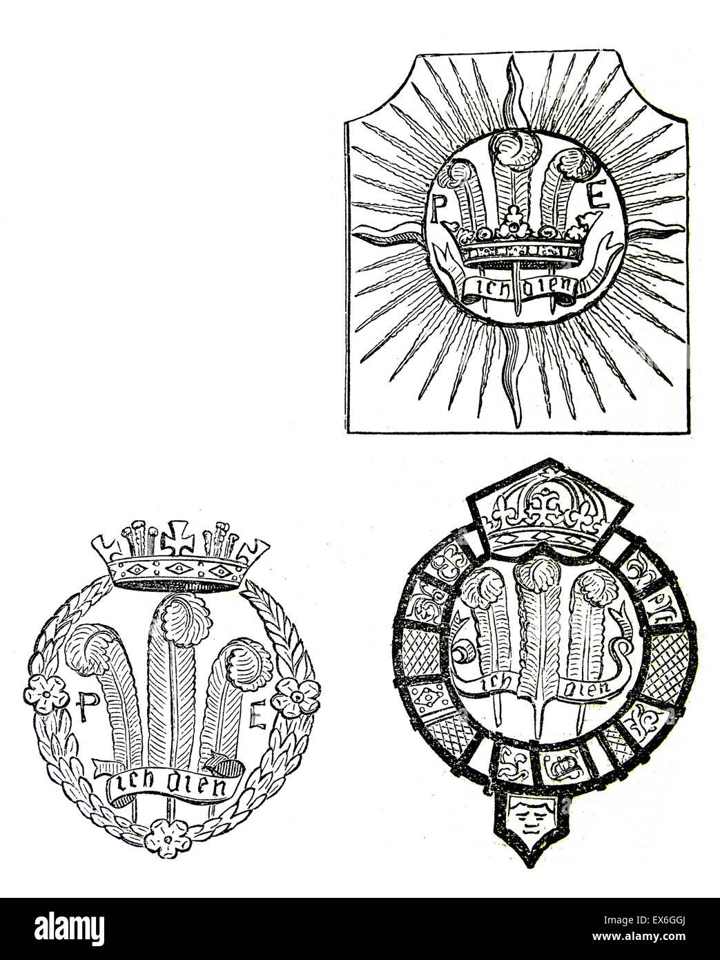 badges belonging to Edward Prince of Wales later King Edward VI of England Stock Photo