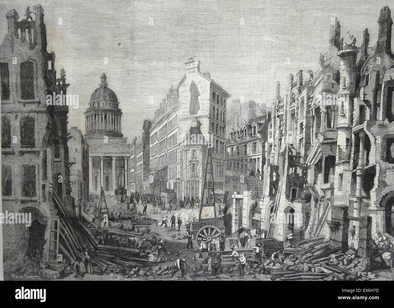 Engraving depicting the removal of the quartier latin hires stock