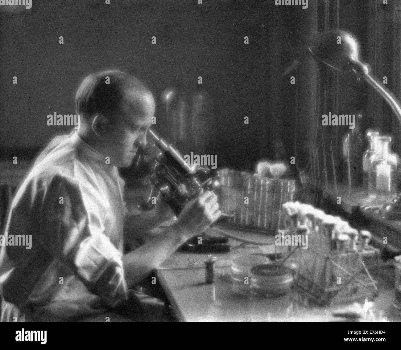 O. T. Avery, at work at the Rockefeller Institute 1926]. Oswald Theodore Avery (1877-1955) was a distinguished Canadian-born bacteriologist and research physician and one of the founders of immunochemistry Stock Photo