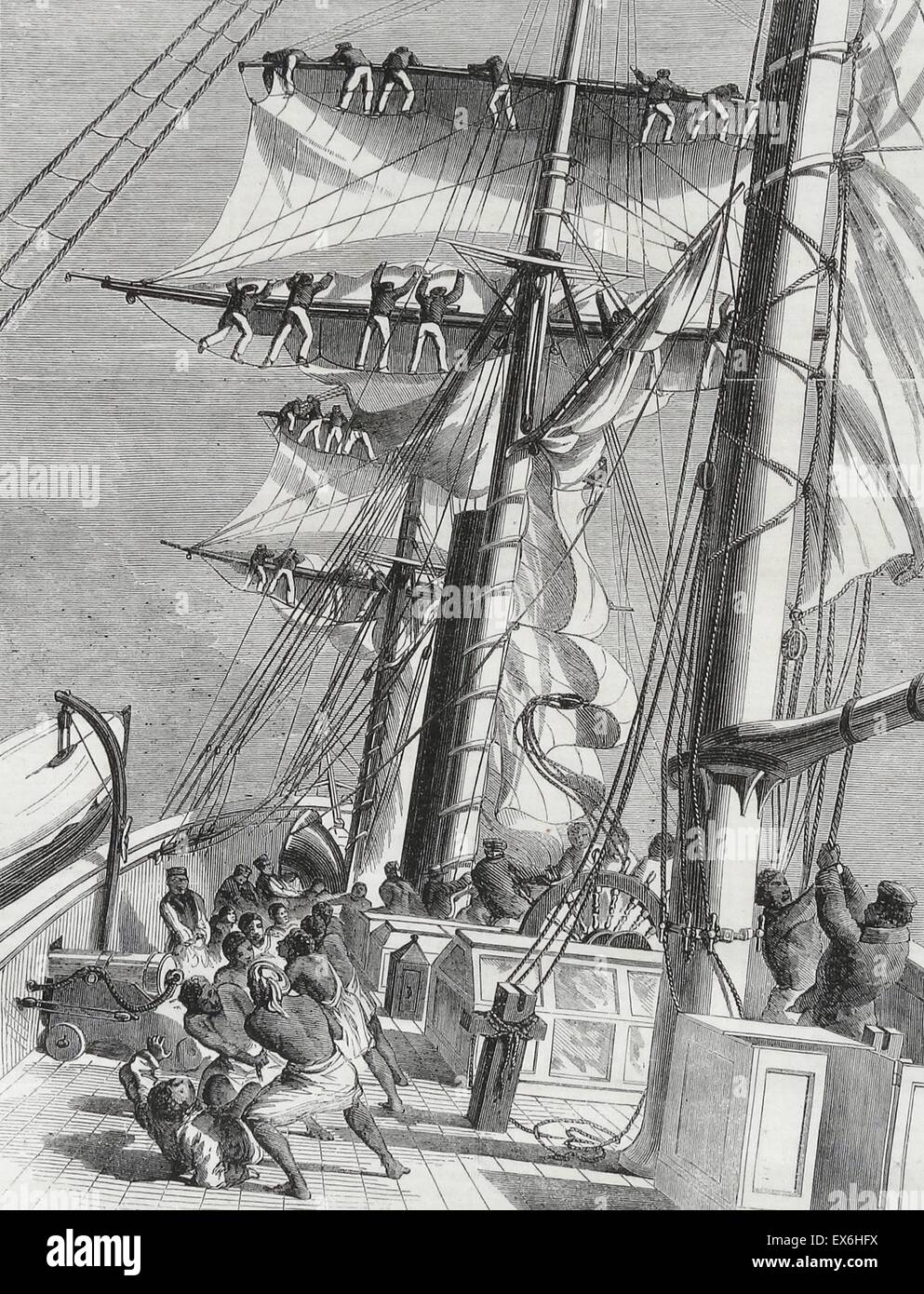 Engraving depicting the H.M.S. 'Lynx', sent for the relief of an expedition. Dated 1860 Stock Photo