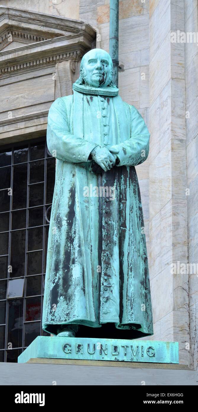 Statue in Copenhagen, Denmark, depicting Nikolaj Frederik Severin Grundtvig (1783 – 1872; Danish pastor, author, poet, philosopher, historian, teacher and politician. He was one of the most influential people in Danish history, as his philosophy gave rise Stock Photo