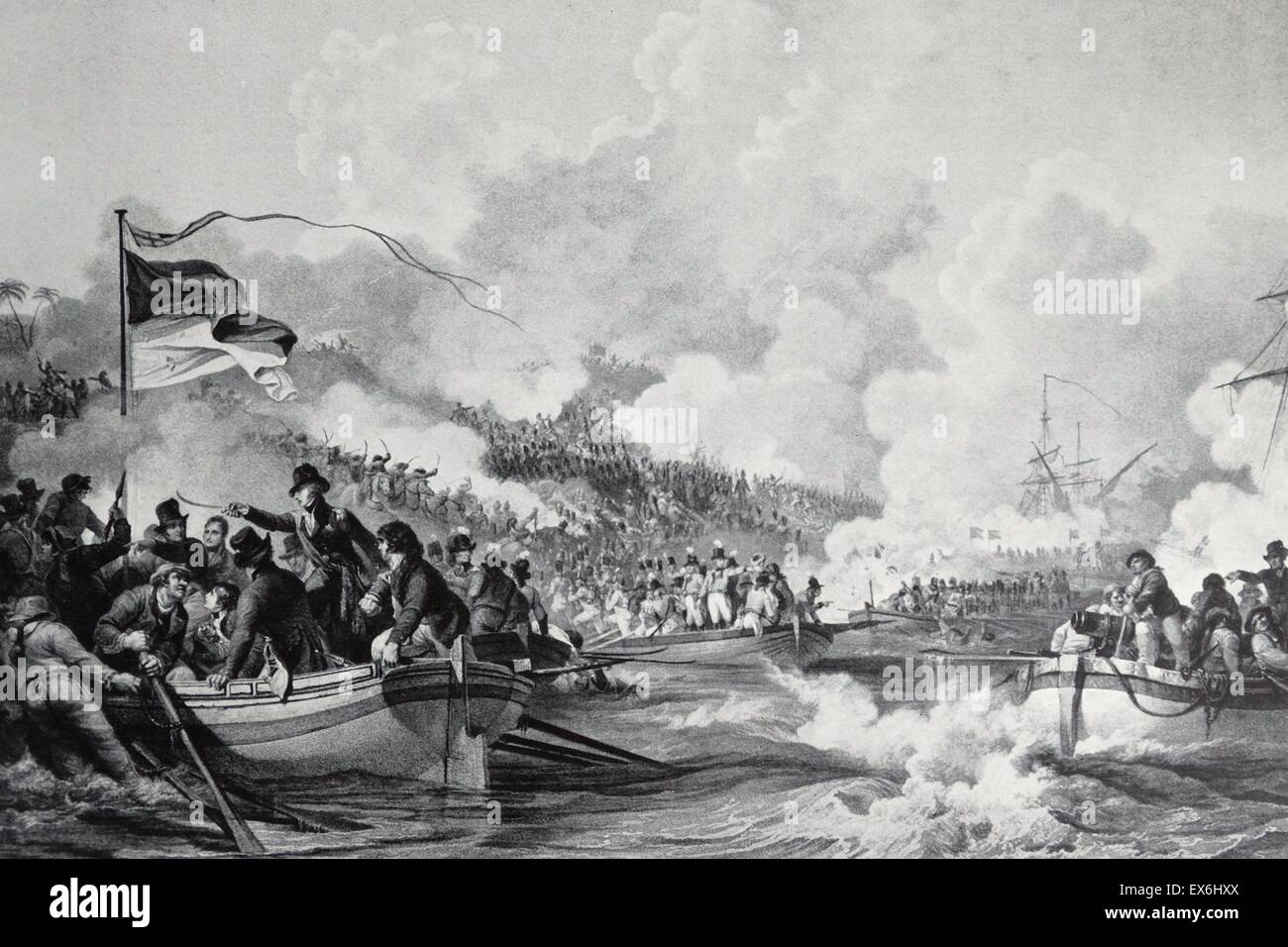 Stipple of Abercrombie's Troops landing in Egypt. Stipple by L