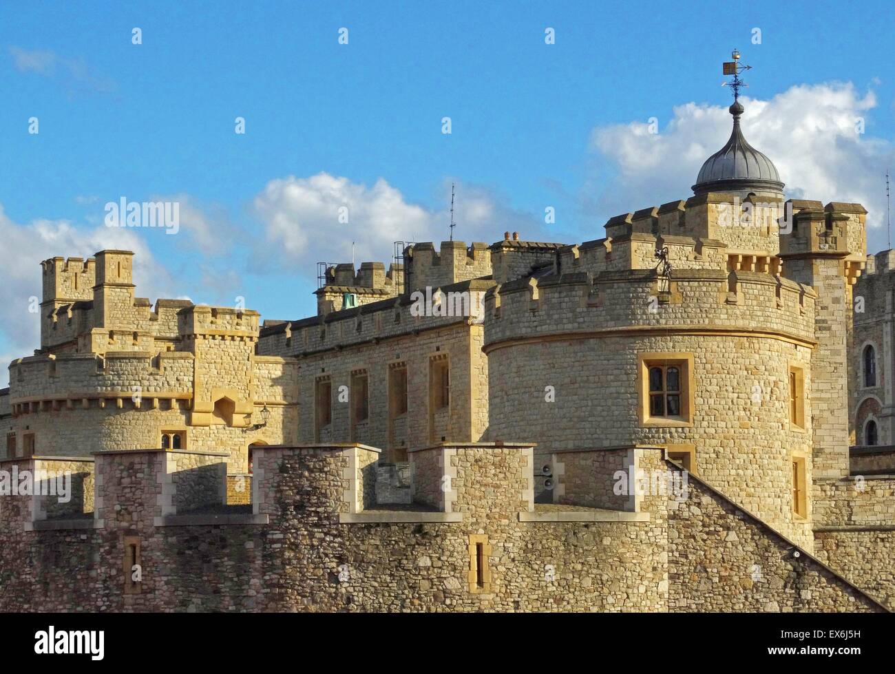Colour photograph of the Tower of London, a historic castle located on the north bank of the River Thames in central London. Construction began in the 11th Century. Dated 2014 Stock Photo