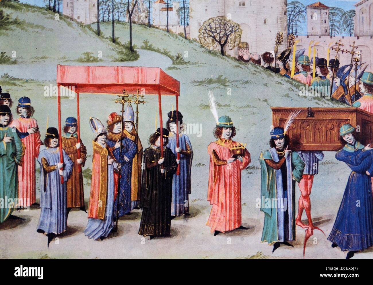 The coronation procession of Richard I in 1189. Depicted in the fifteenth-century Les Anciennes et Nouvelles Chroniques d'Angleterre. From The Island Race, ...