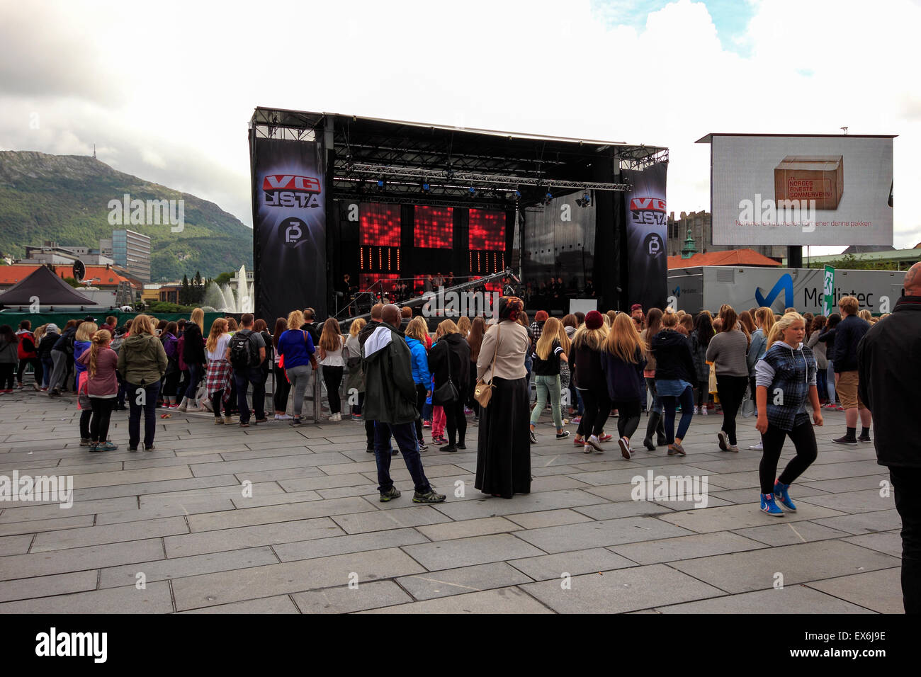 Band performing on stage at a music festival in Bergen, Norway ...