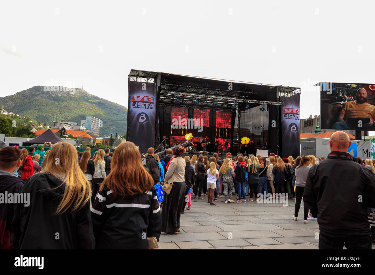 Band performing on stage at a music festival in Bergen, Norway