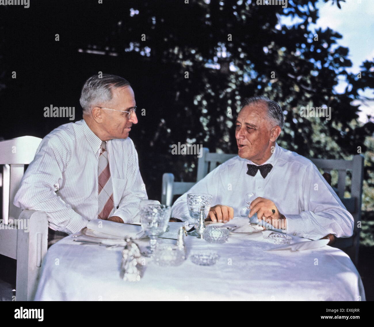 US President Franklin Roosevelt with Vice President Harry Truman 1945 Stock Photo
