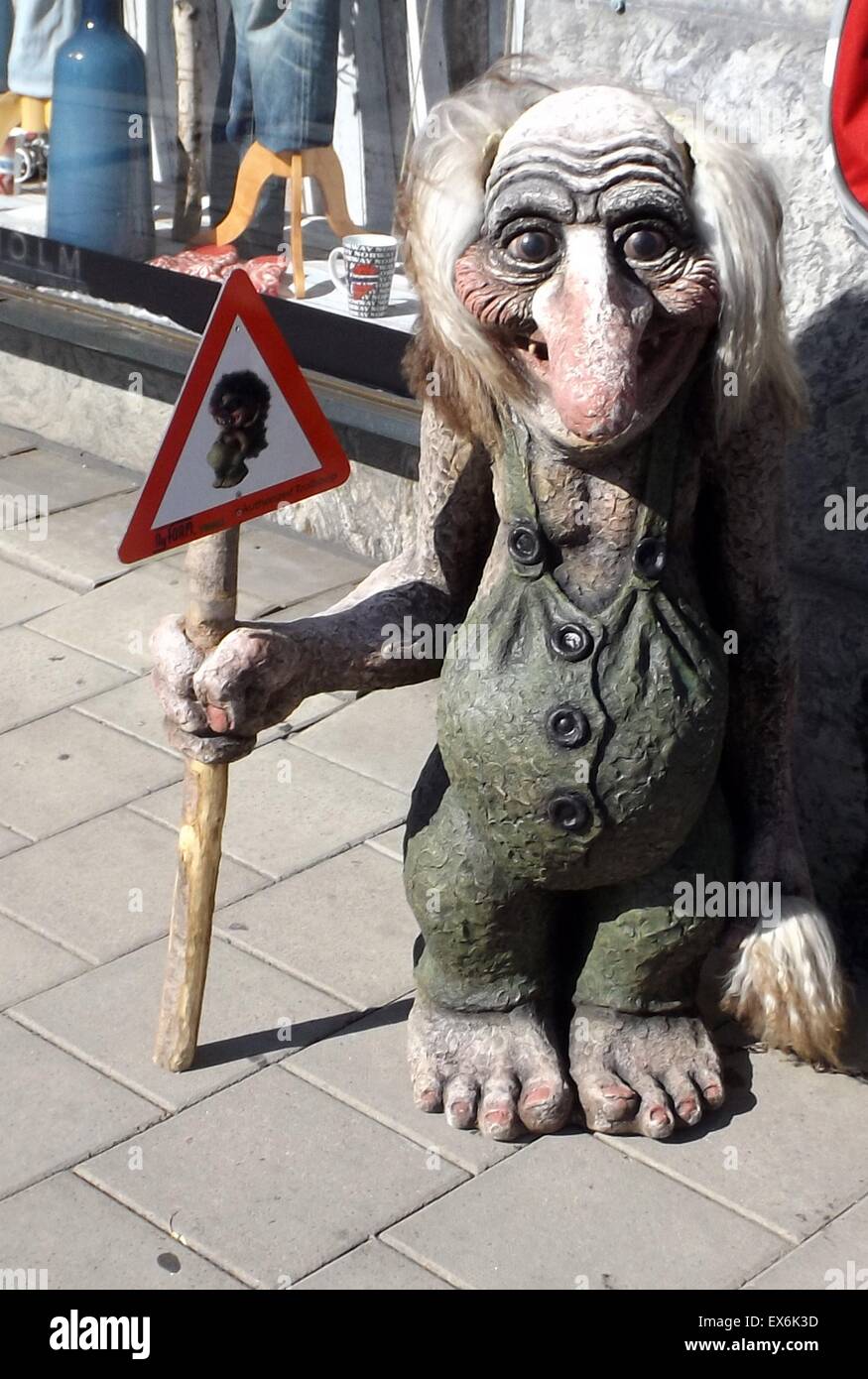 A troll is a supernatural being in Norse mythology and Scandinavian folklore. In origin Stock Photo