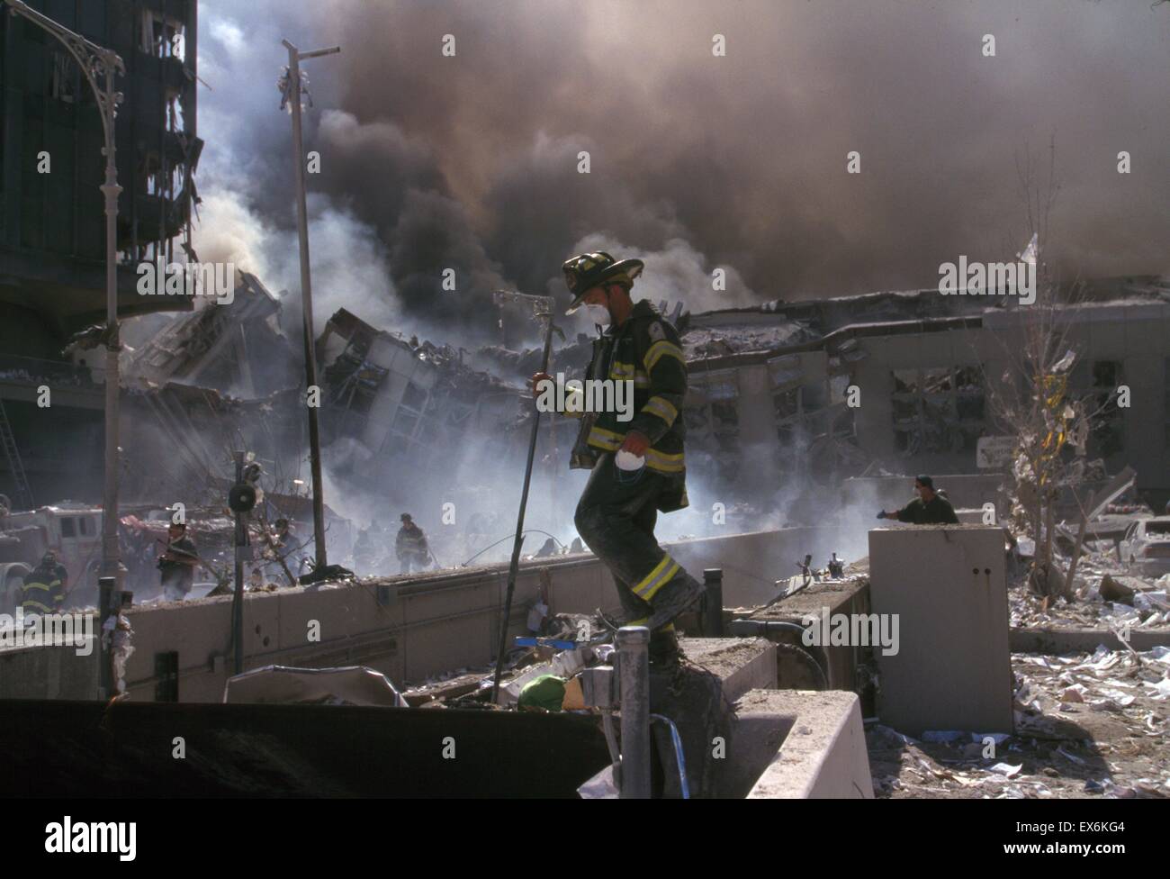 Wtc Fire Colour photograph of New York Firefighters amid the rubble of the World ...