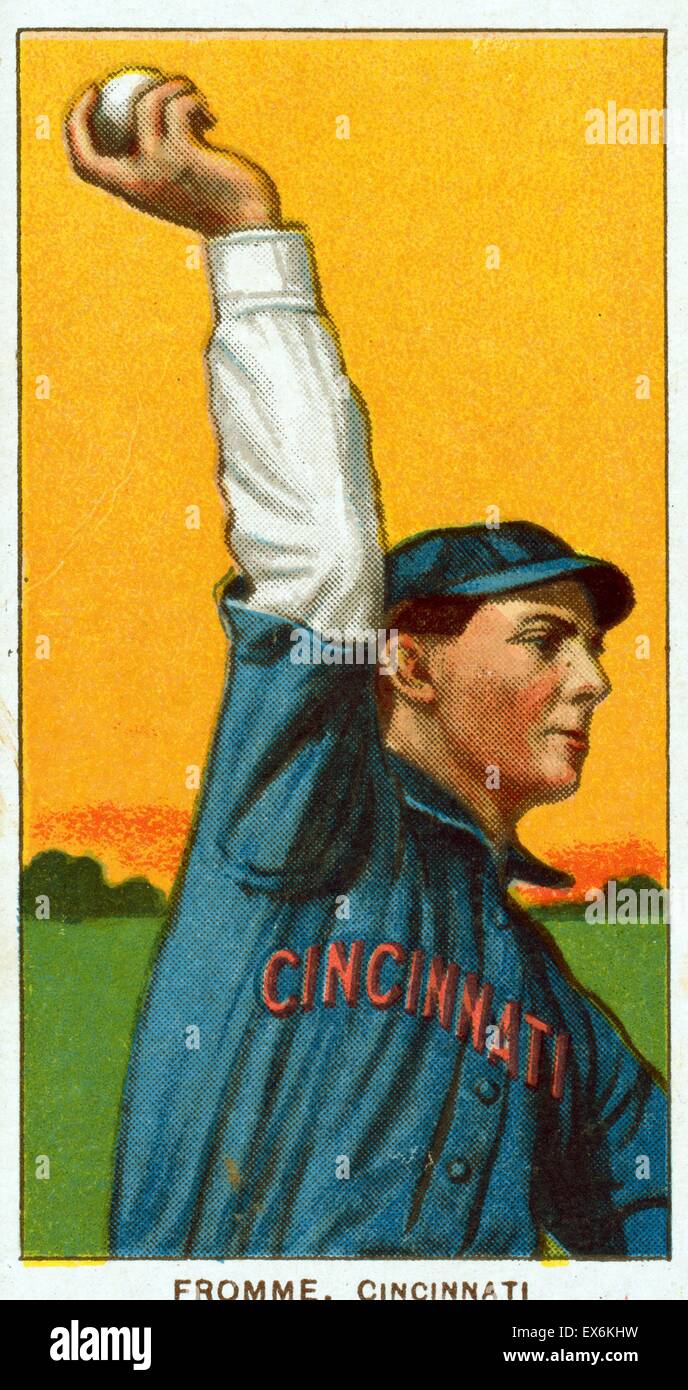 Colour baseball card portrait of Art Fromme (1883-1956) a professional baseball player who pitched in the Major Leagues from 1906-1915. Dated 1910 Stock Photo