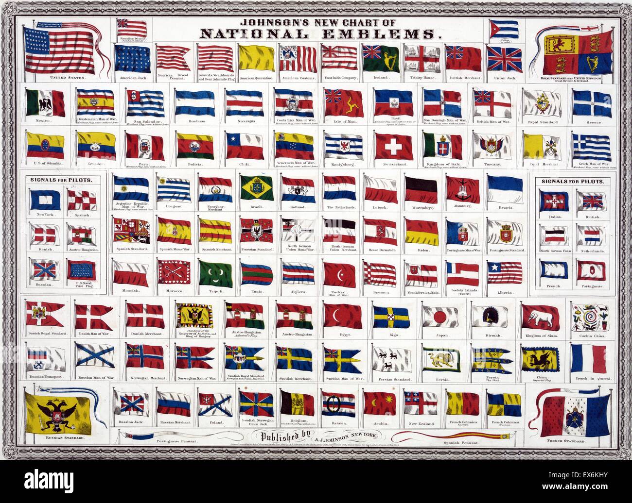 1914 World Map With Flags
