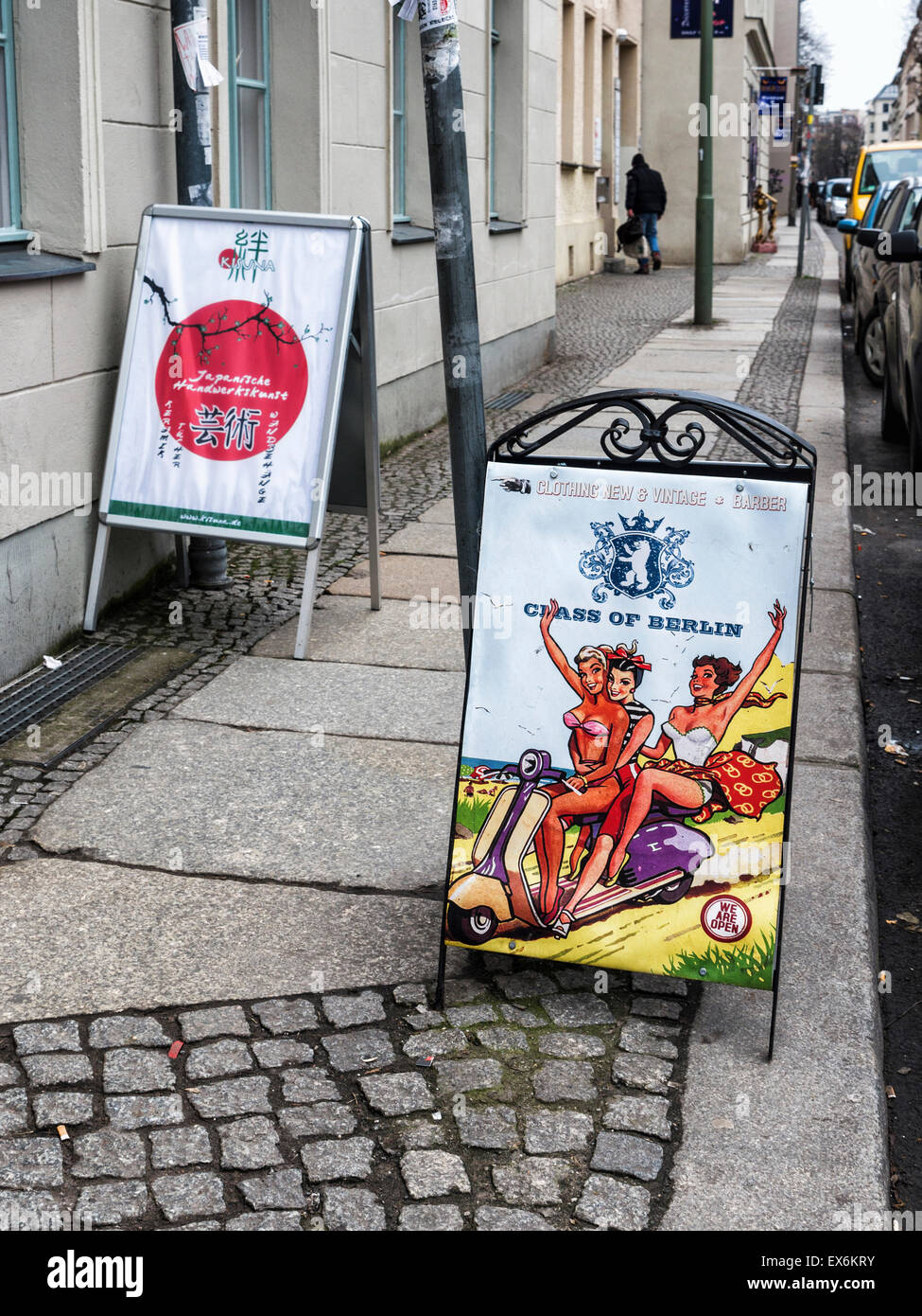 "Class of Berlin" advertisement, shop selling vintage, retro, handmade clothing, Mitte, Berlin