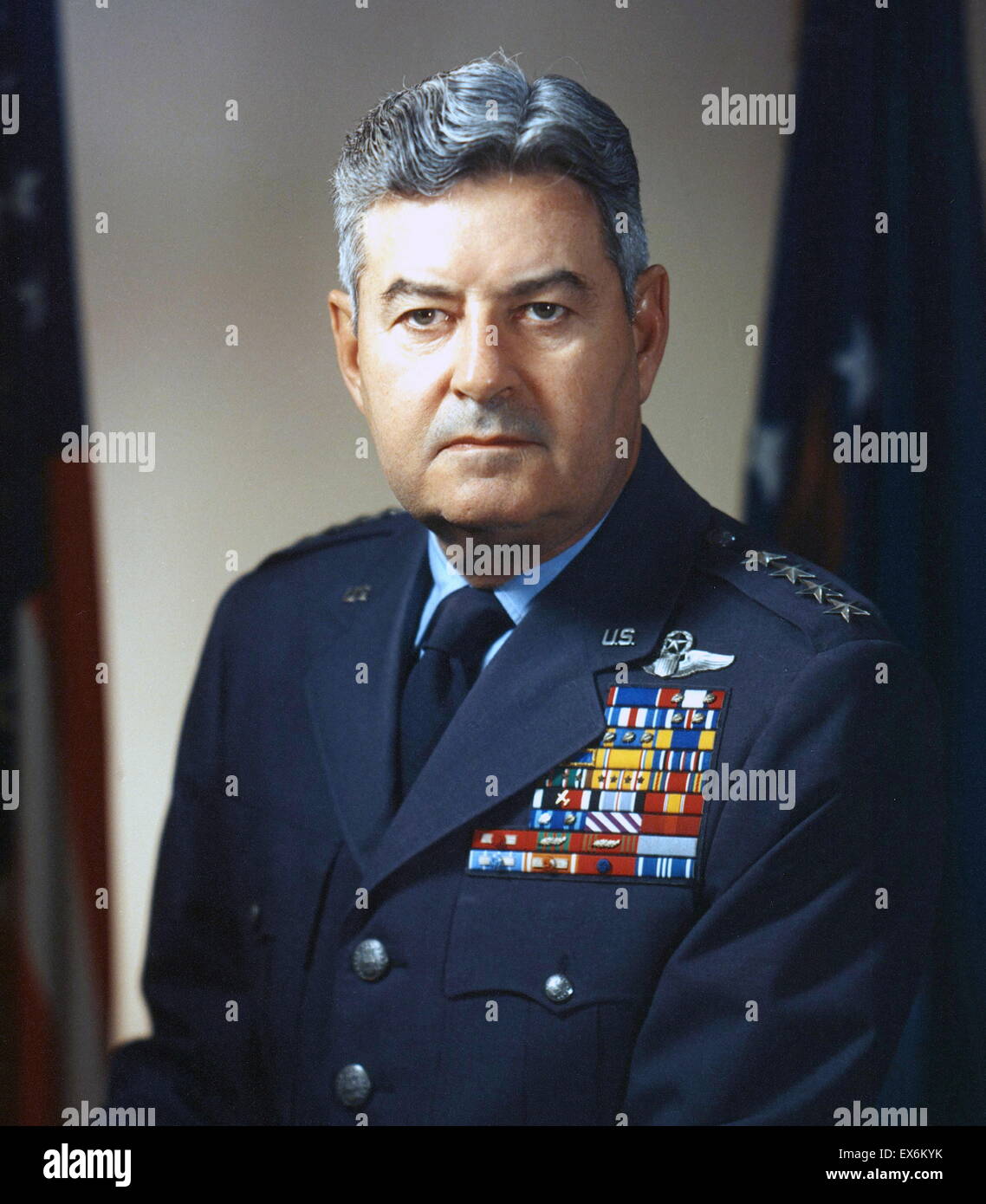 Curtis Emerson LeMay (November 15, 1906 – October 1, 1990) was a General in the United States Air Force and the vice Presidential running mate of American Independent Party Presidential candidate George Wallace in 1968 Stock Photo