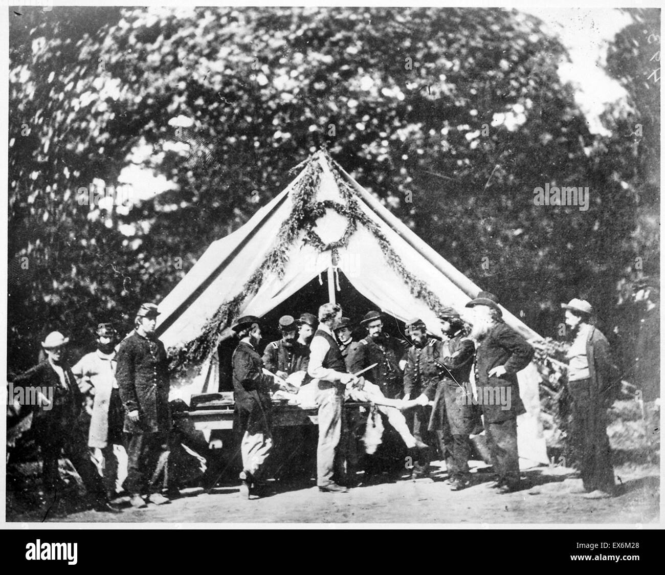 Amputation being performed in front of a hospital tent, Gettysburg, July 1863 Stock Photo
