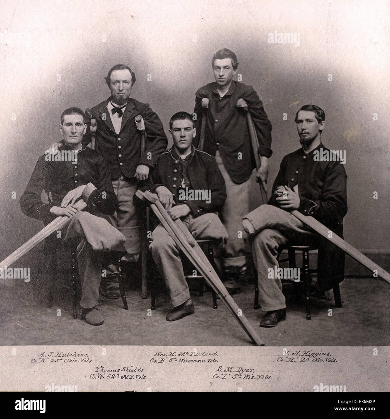 Photograph of American civil war amputees. Dated 1865 Stock Photo