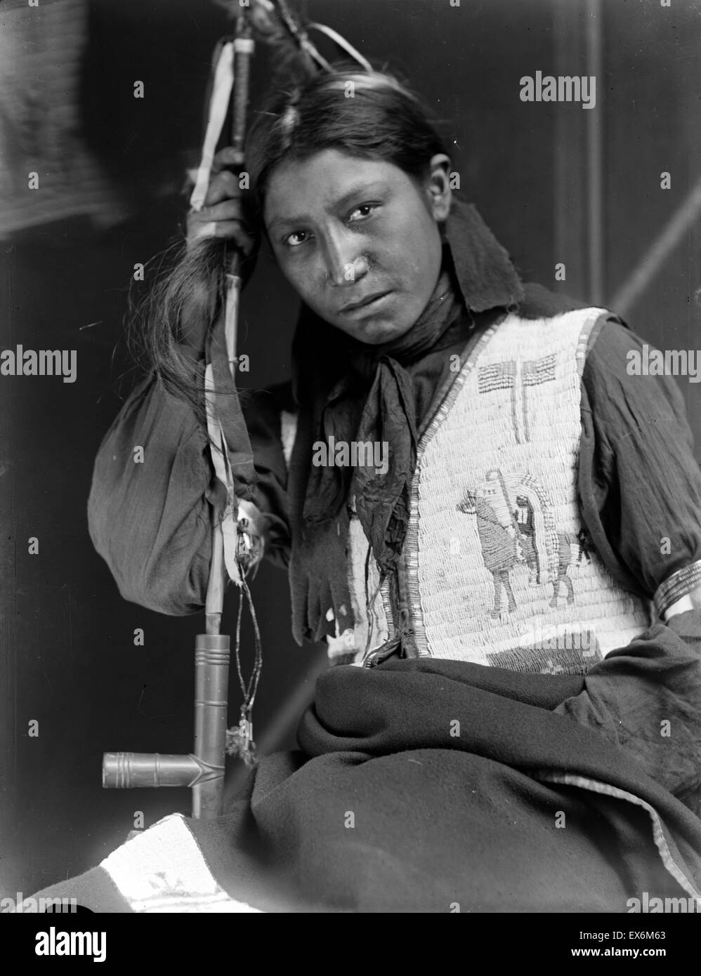 Photograph of a member of Buffalo Bill's Wild West Show, Charles American Horse. Photographed by Gertrude Käsebier (1852-1934). Dated 1900 Stock Photo