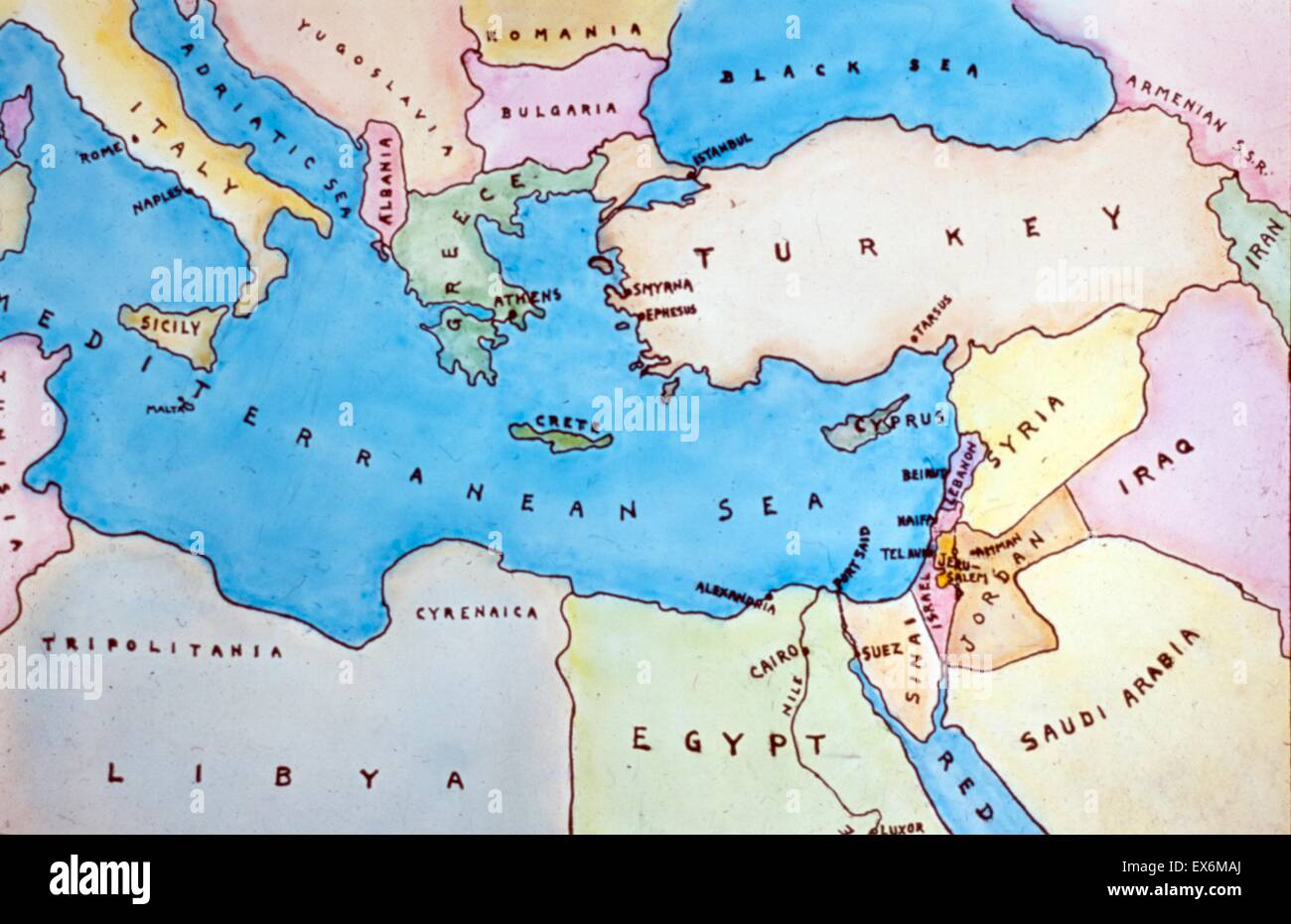 Mediterranean sea map hi-res stock photography and images - Alamy