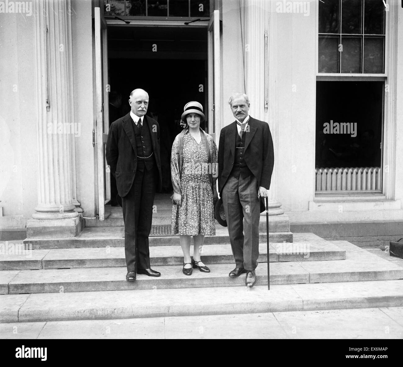Photograph of former British Prime Minister, Ramsay MacDonald (1866-1937) with President Calvin Coolidge (1872-1933) at the White House. Dated 1927 Stock Photo