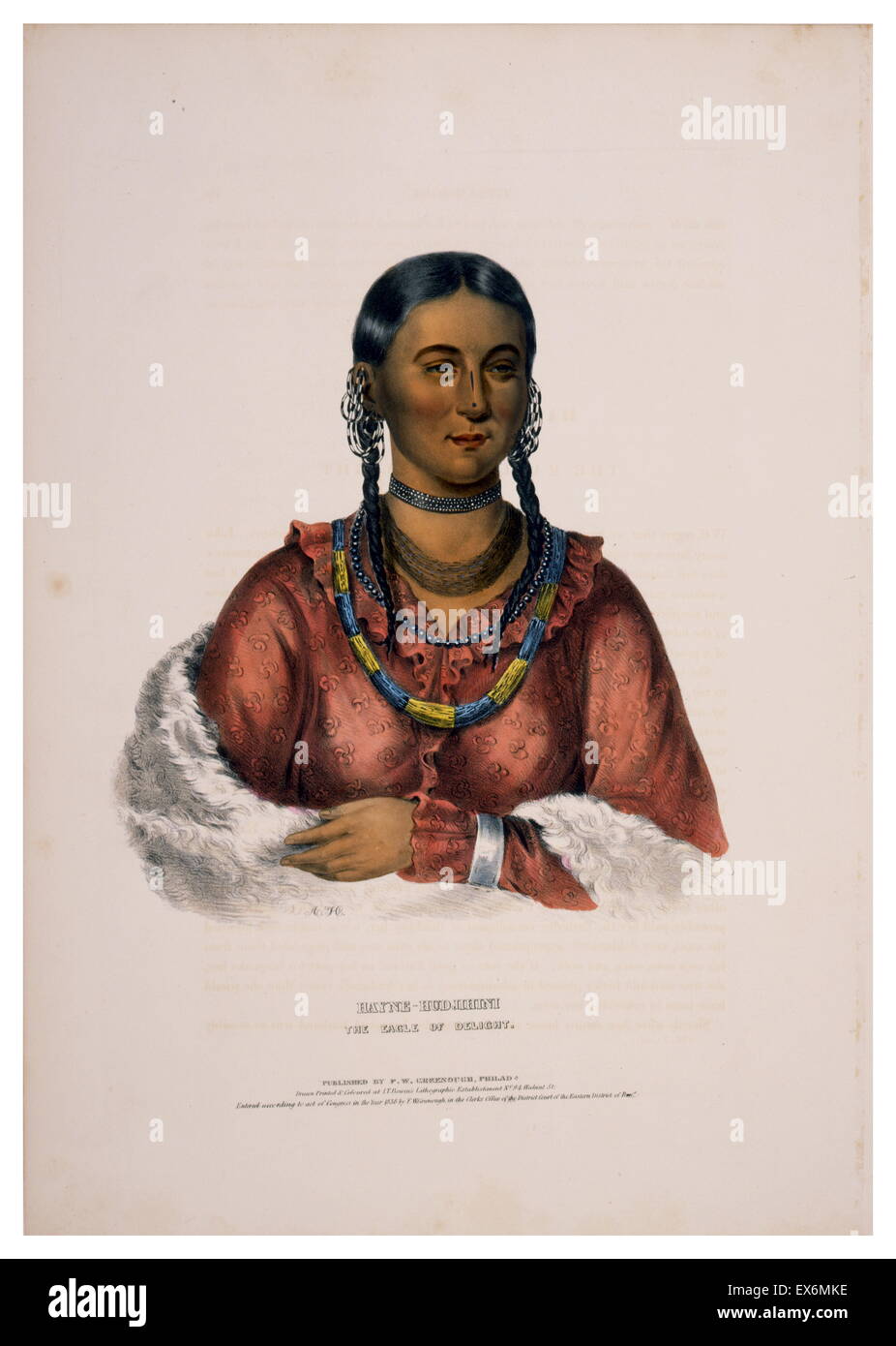 Hayne-Hudjihini, the Eagle of Delight, wife of Oto chieftain Shaumonekusse. The Oto (or Otoe) are a tribe from the Midwestern states of America. Stock Photo