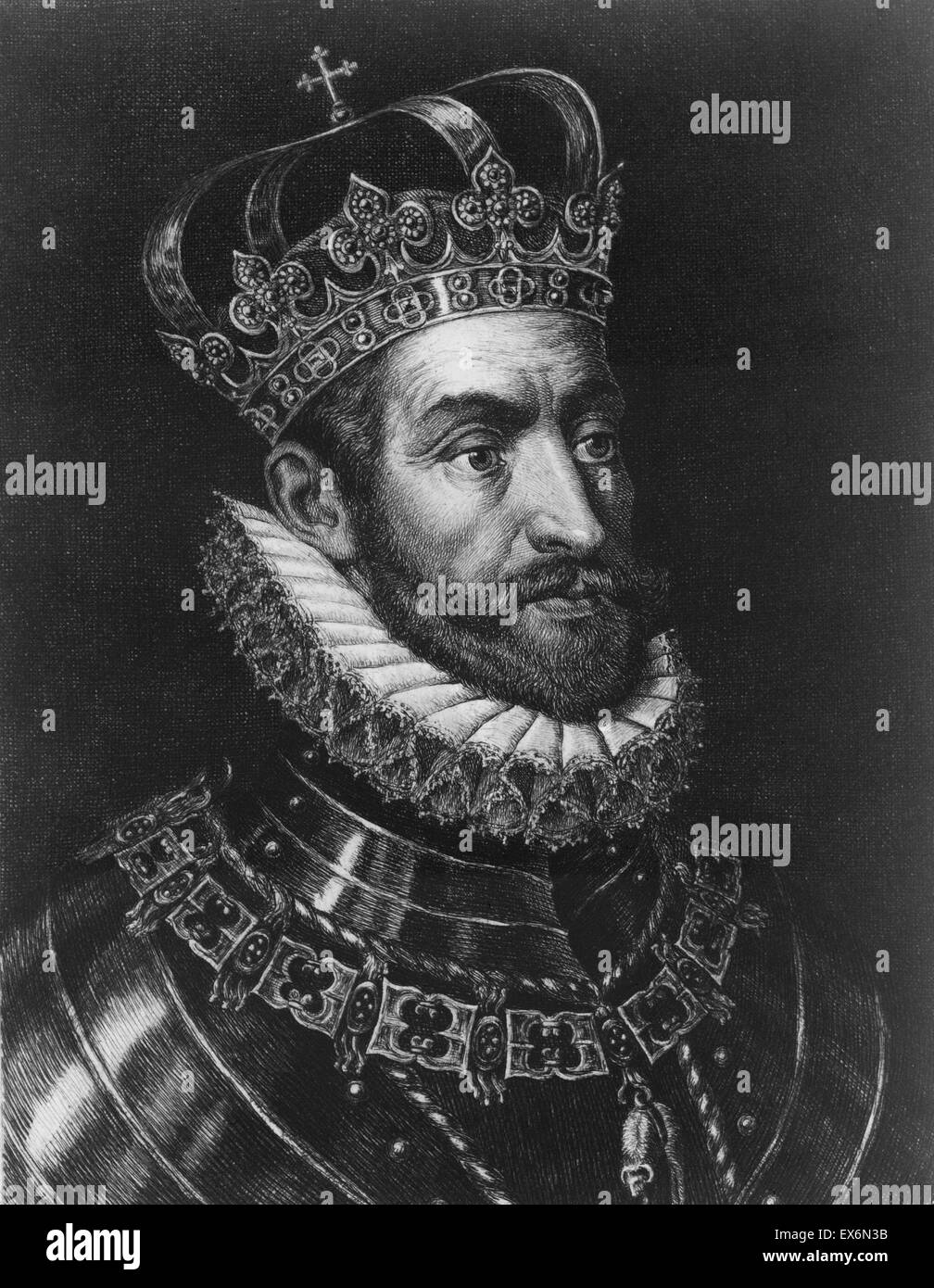 Portrait of King Charles V of Spain (1500-1558) and Emperor of Germany, also known as, Charles V, Holy Roman Emperor. Created by Jacques Reich 1852-1923) etcher. Dated 1902 Stock Photo