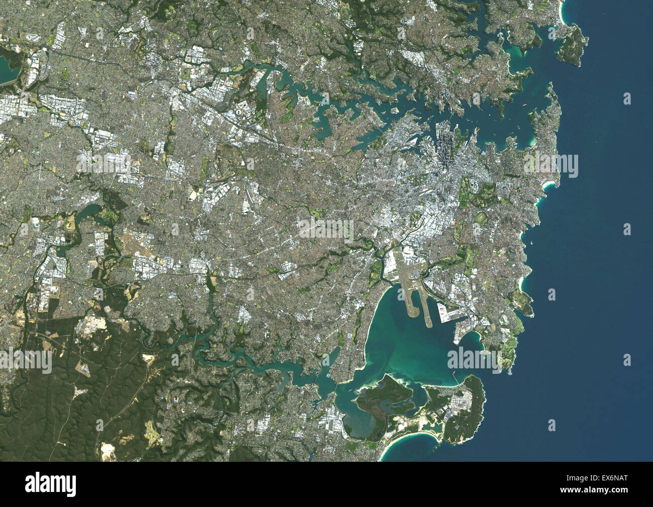 Colour Satellite Image Of Sydney, Australia. Image Taken On August 4, 2014  With Landsat 8 Data Stock Photo - Alamy