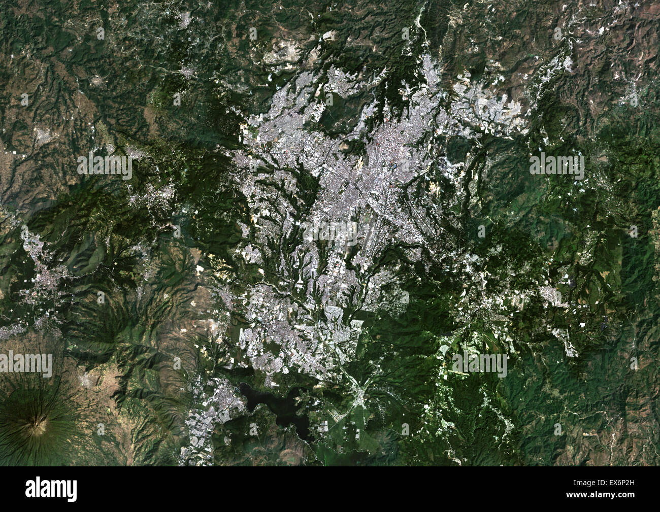 Colour satellite image of Guatemala City, Guatemala. Image taken on November 18, 2013 with Landsat 8 data. Stock Photo