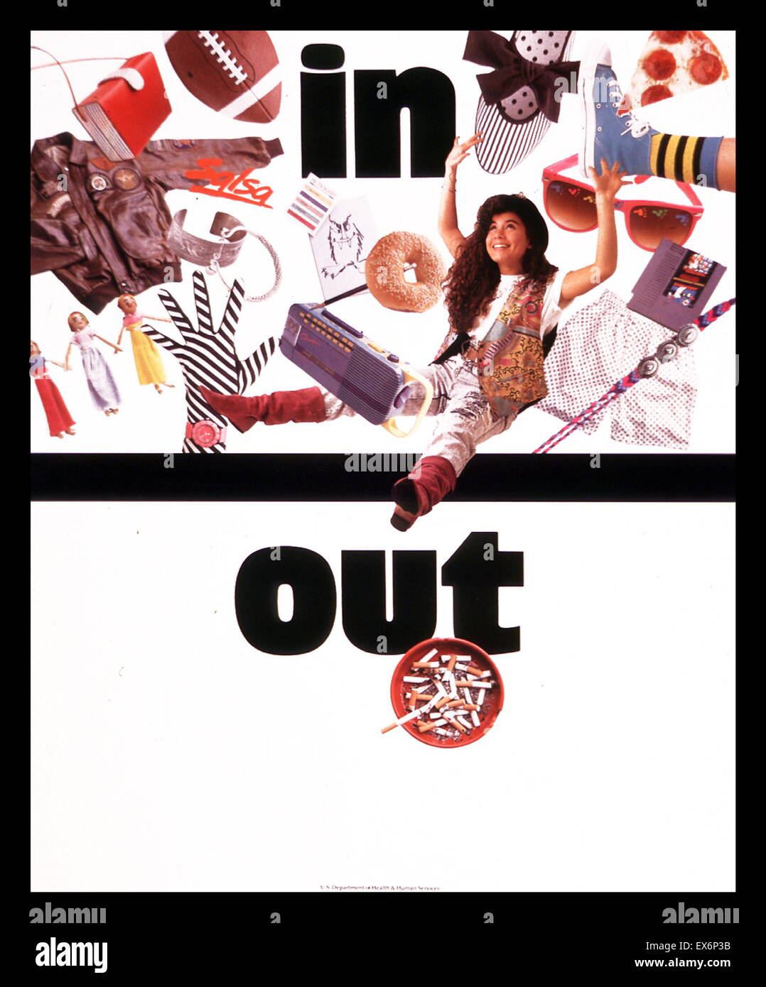 In Out. A 1994 American Public health poster to raise awareness against smoking cigarettes Stock Photo