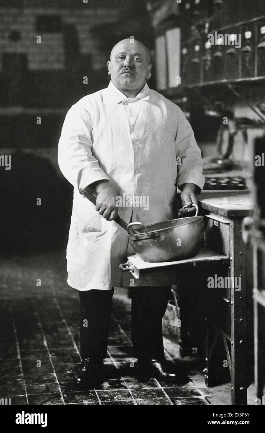 German Pastry Chef in Kitchen, Cologne, 1928 Stock Photo