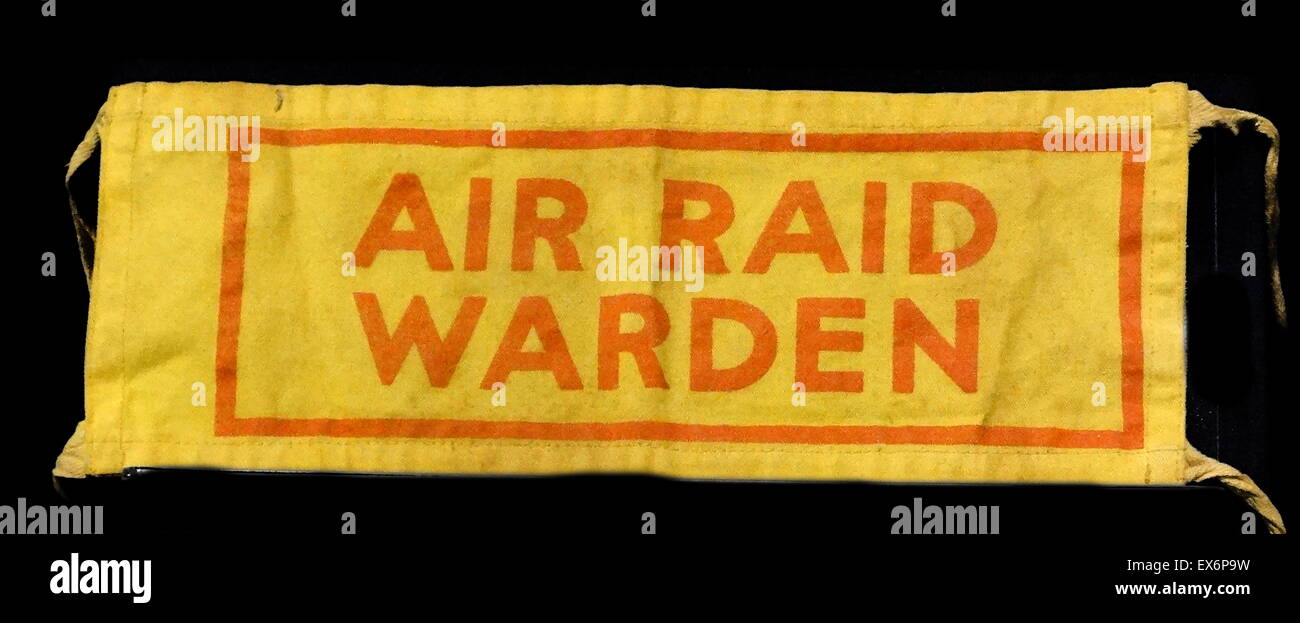 World war two armband for an Air Raid Warden in England. 1940 Stock Photo