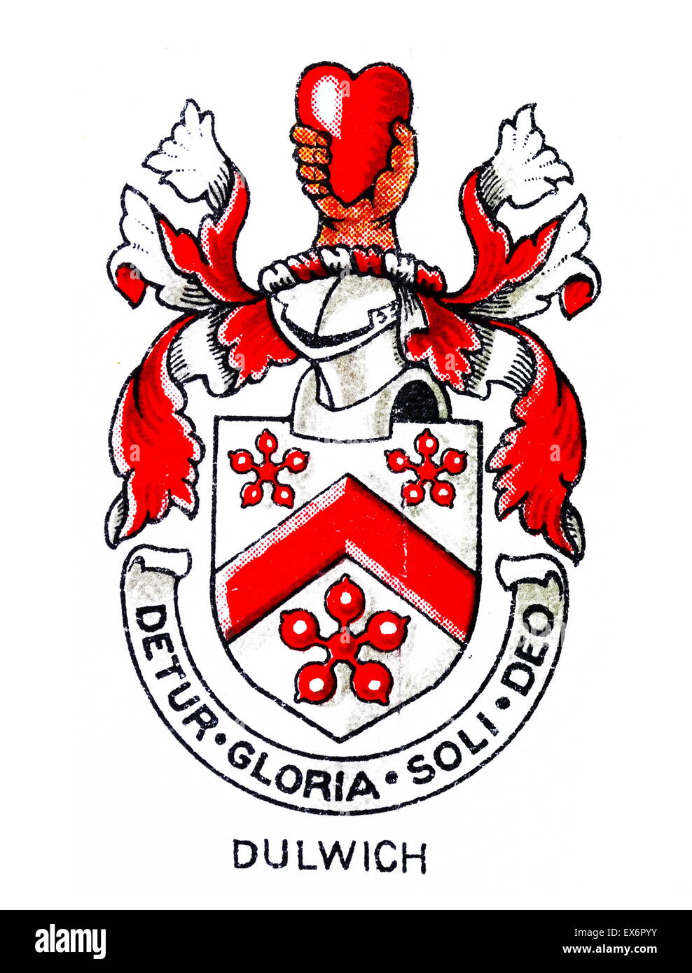 Emblem for Dulwich College, Southeast London, an independent public school for boys. The college was founded in 1619 by Edward Alleyn, a successful Elizabethan actor. Stock Photo
