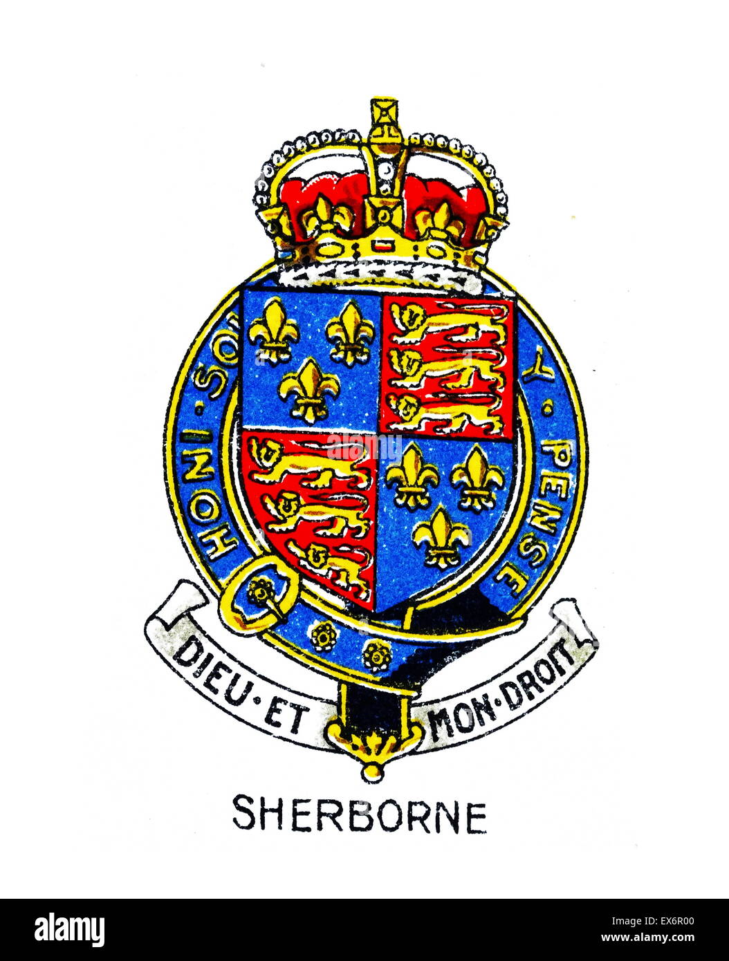 Emblem for Sherborne School, Coventry, West Midlands, exists to support the development of Sherborne. Stock Photo