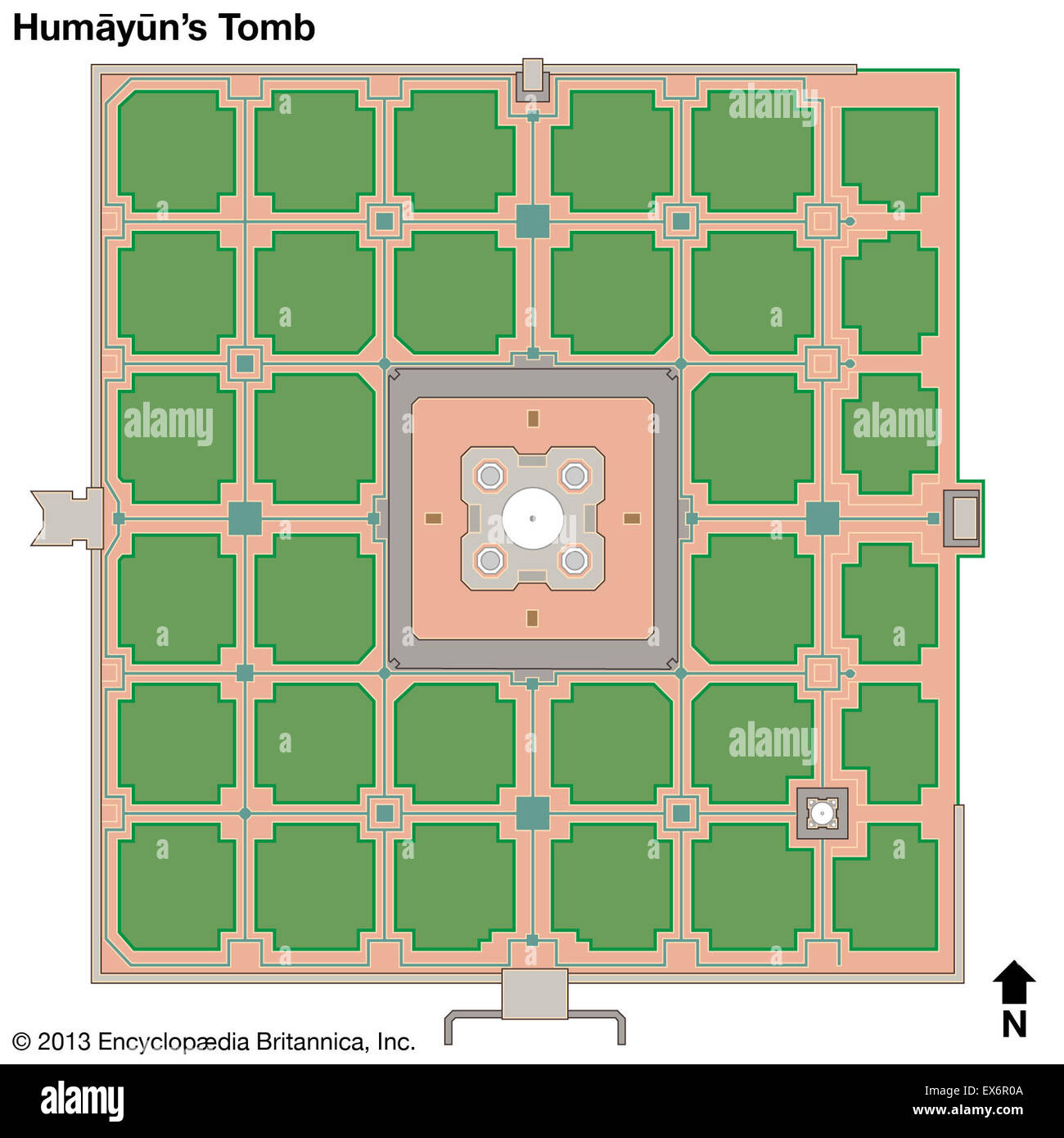 Schematic drawing of Humayun's Tomb Stock Photo