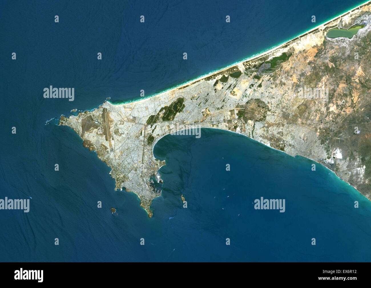 Colour satellite image of Dakar, Senegal. Image taken on August 1, 2014