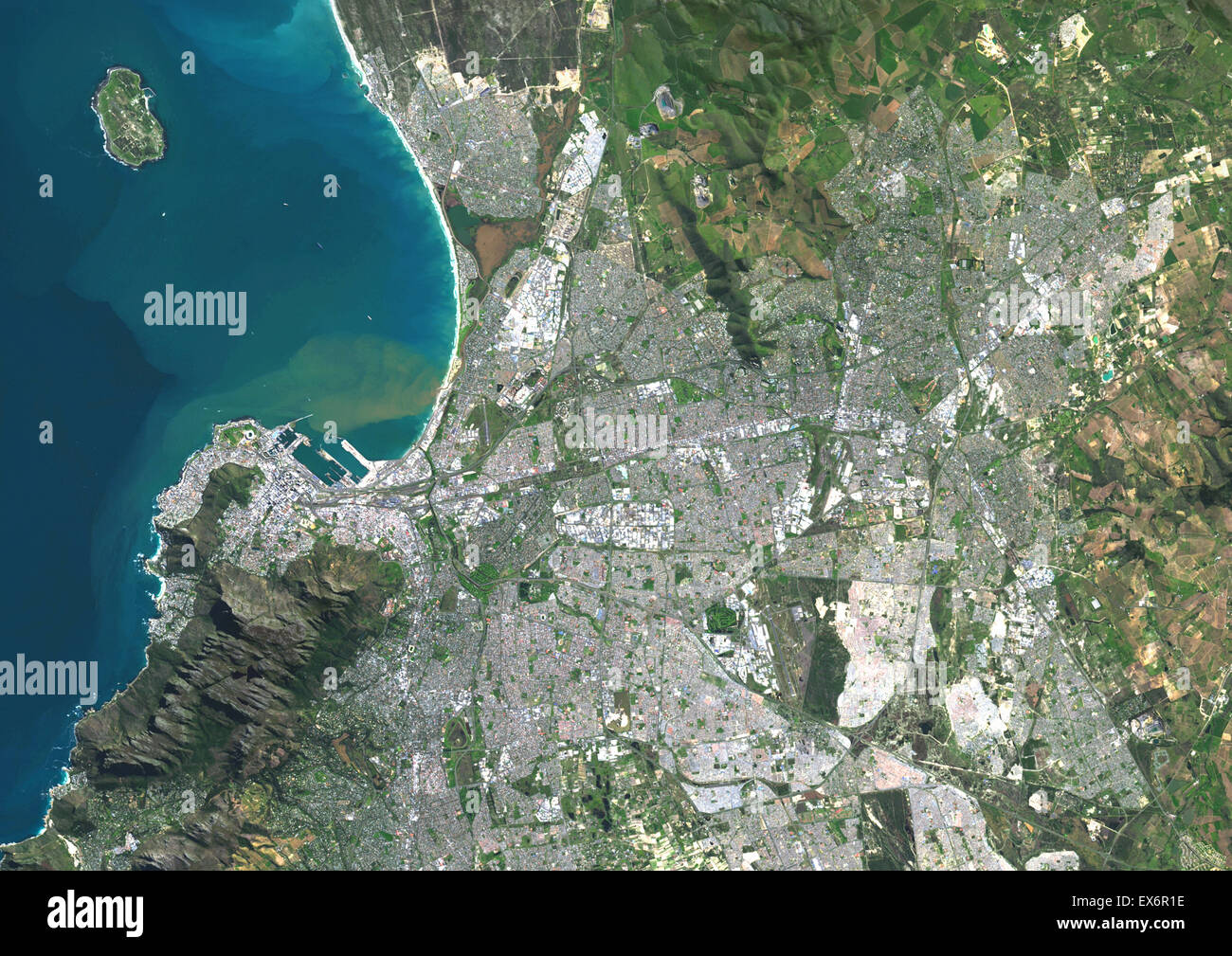 Cape Town Satellite Map Colour Satellite Image Of Cape Town, South Africa. Image Taken On August  31, 2014 With Landsat 8 Data Stock Photo - Alamy