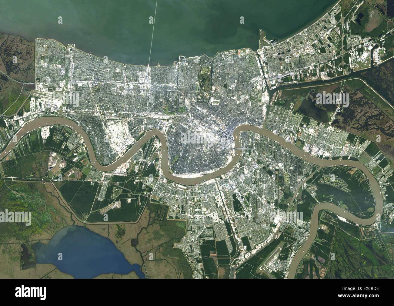 New Orleans Satellite Map Colour Satellite Image Of New Orleans, Louisiana, Usa. Image Taken On  November 3, 2014 With Landsat 8 Data Stock Photo - Alamy