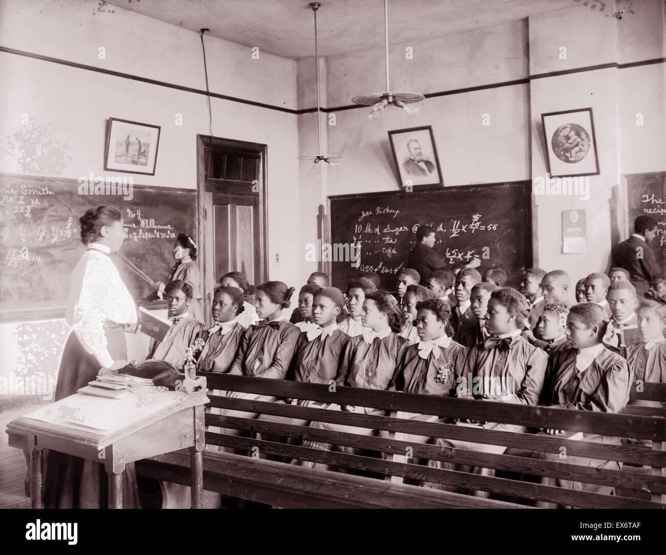 Photograph of a Mathematics class at Tuskegee Institute. Photographed by Frances Benjamin Johnston (1864-1952) an American female photographer and photojournalist. Dated 1906 Stock Photo