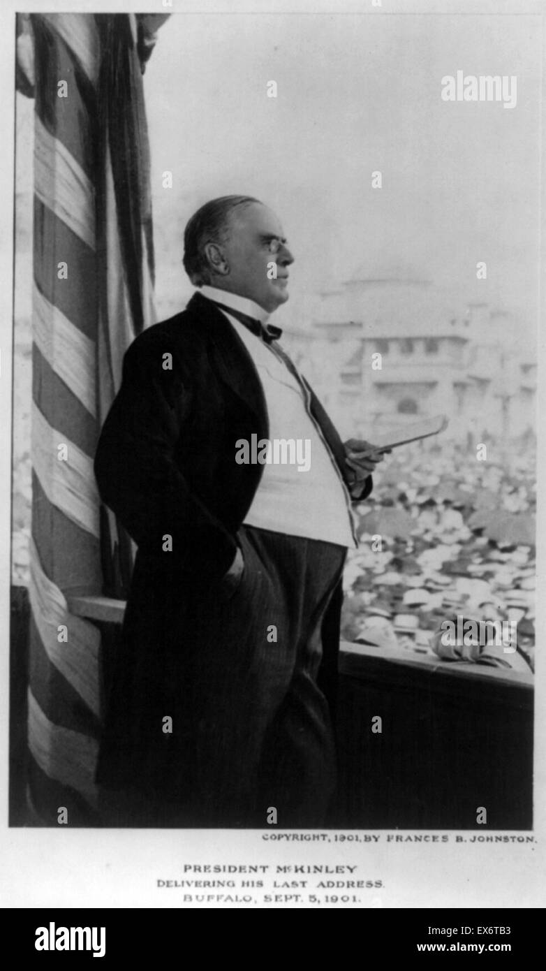 Photograph of President William McKinley (1843-1901) 25th President of the United States, delivery his final address. Dated 1901 Stock Photo
