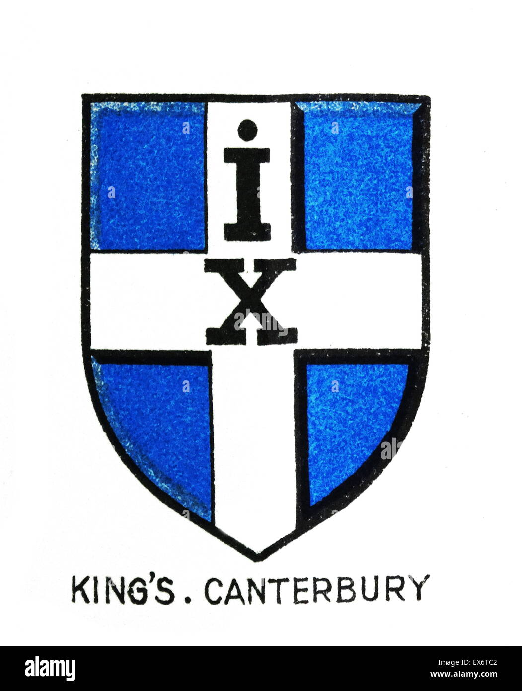 Emblem for The King's School, Canterbury, Kent, a British co-educational independent school for both day and boarding pupil. It claims to be the oldest continuously operating school in the world, having been founded in 597 AD by St. Augustine of Canterbur Stock Photo