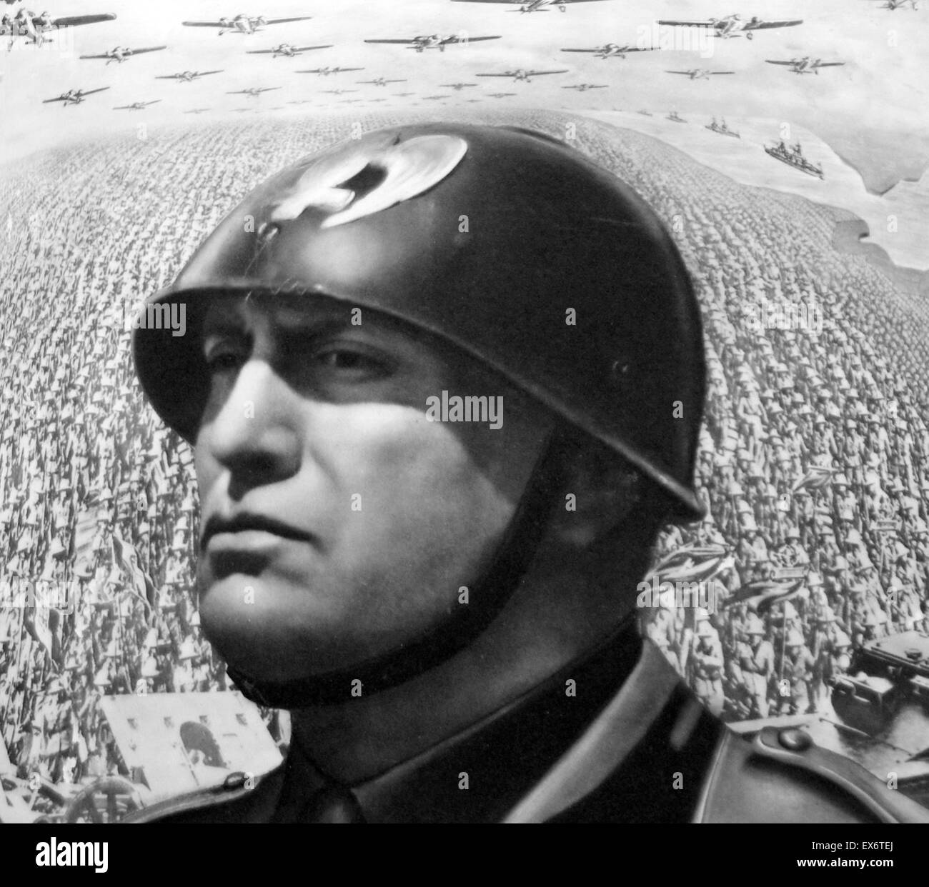 Benito Mussolini (1883 – 28 April 1945) Italian politician, journalist, and leader of the National Fascist Party depicted on a fascist calendar of 1935 Stock Photo